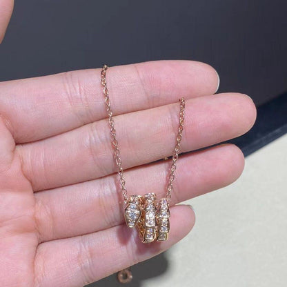 [CA]SERPENTI PINK GOLD NECKLACE DOUBLE RING DIAMOND