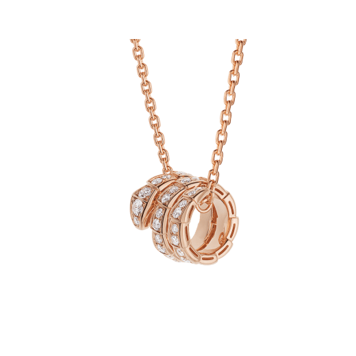 [CA]SERPENTI PINK GOLD NECKLACE DOUBLE RING DIAMOND