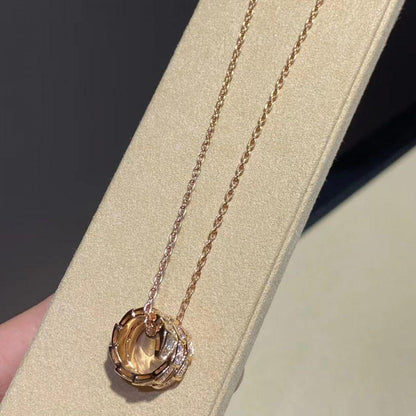 [CA]SERPENTI PINK GOLD NECKLACE DOUBLE RING DIAMOND