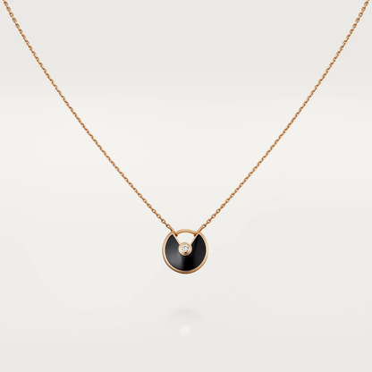 [CA]AMULETTE ROSE GOLD ONYX NECKLACE