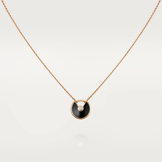 [CA]AMULETTE ROSE GOLD ONYX NECKLACE