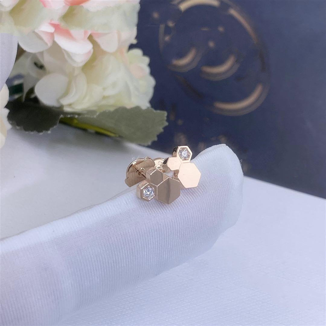 [CA]BEE LOVE PINK GOLD DIAMOND EARRINGS