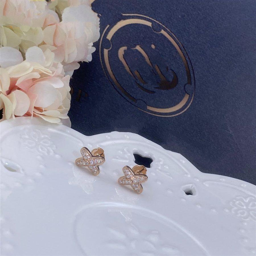 [CA]JEUX DE PINK GOLD DIAMOND EARRINGS