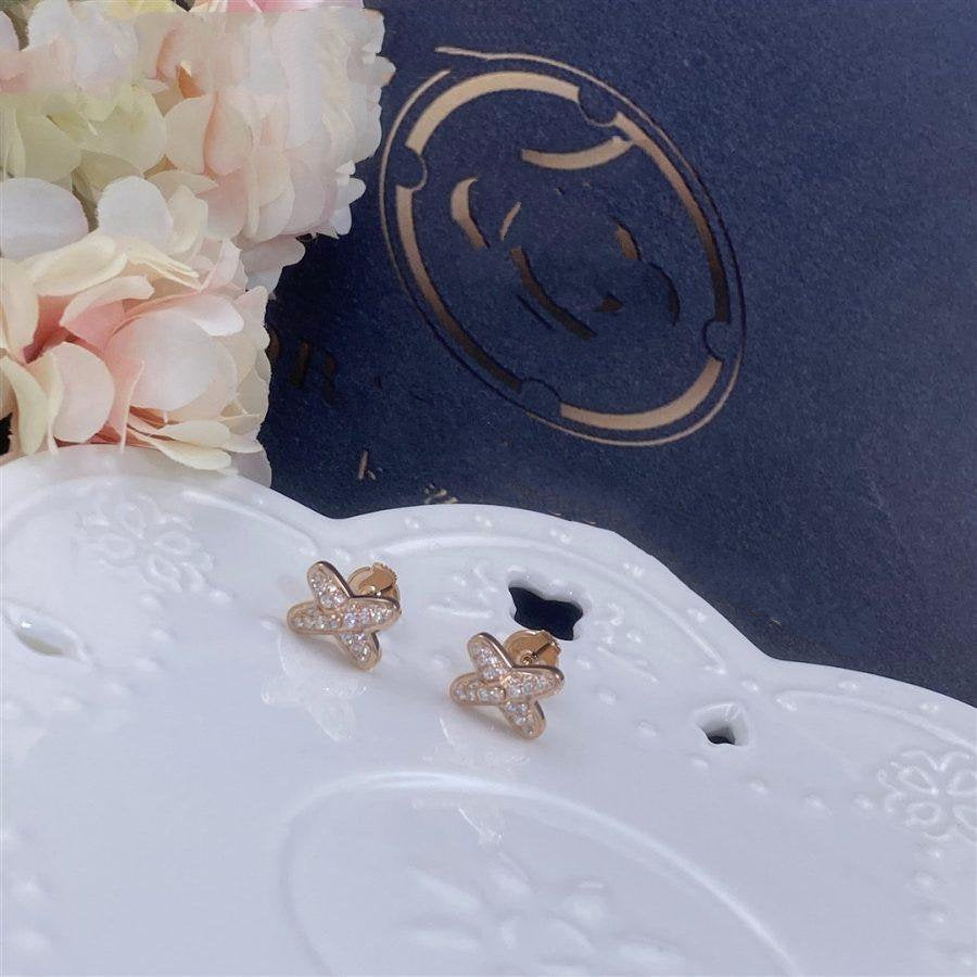 [CA]JEUX DE PINK GOLD DIAMOND EARRINGS