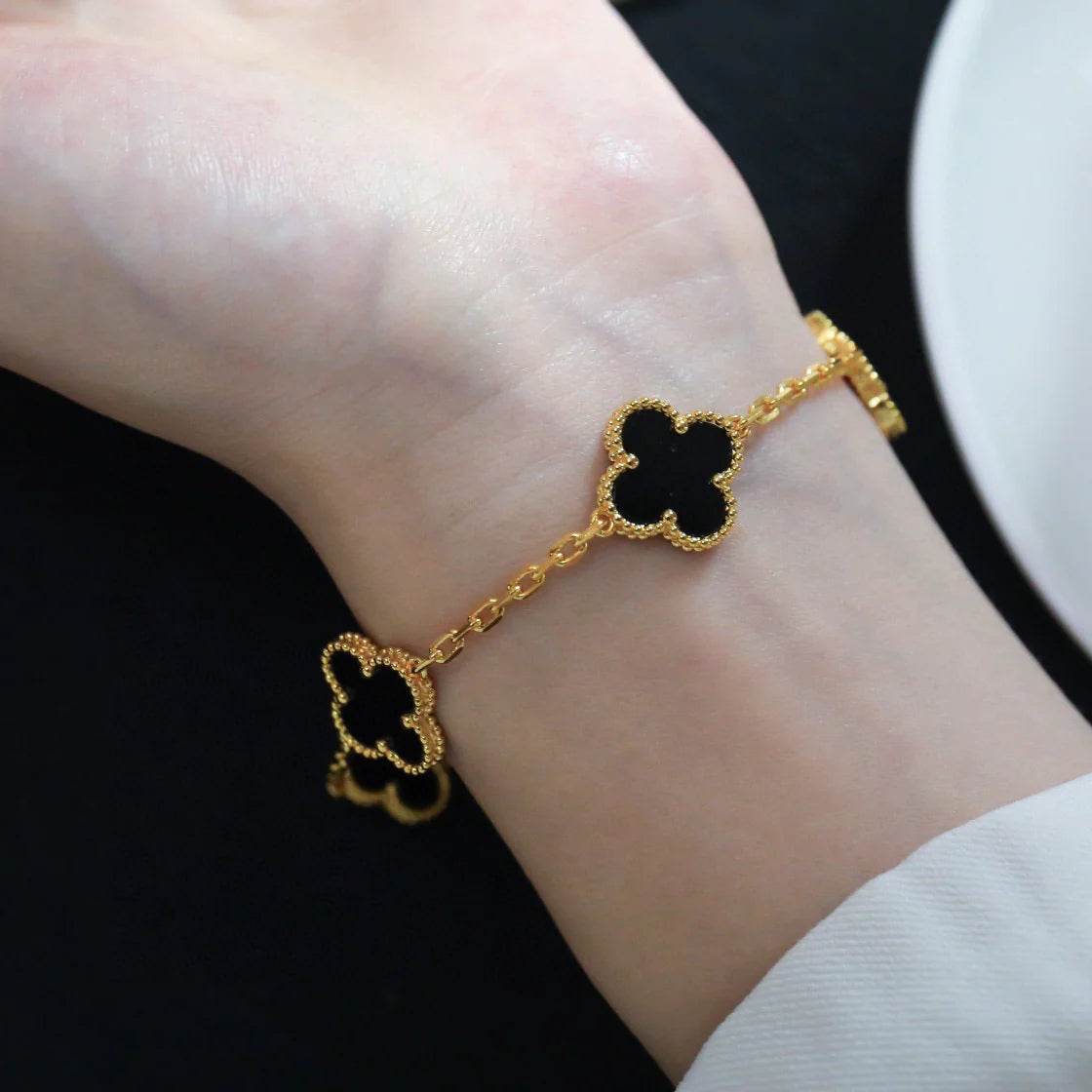 [CA]CLOVER  5 MOTIFS BLACK ONYX BRACELET