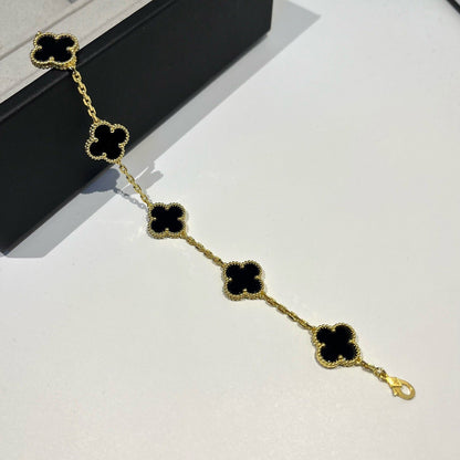 [CA]CLOVER  5 MOTIFS BLACK ONYX BRACELET