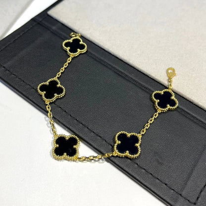 [CA]CLOVER  5 MOTIFS BLACK ONYX BRACELET