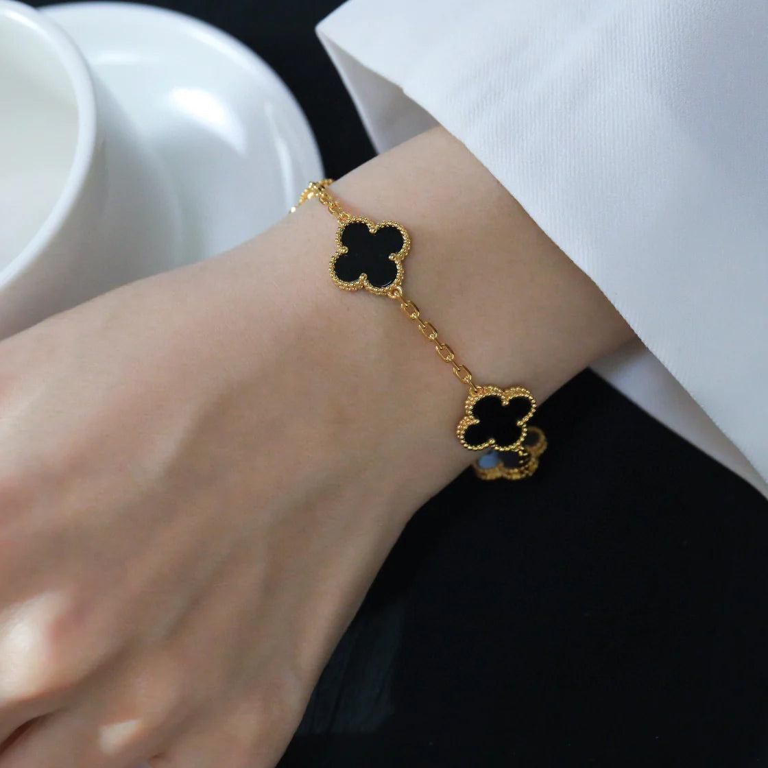 [CA]CLOVER  5 MOTIFS BLACK ONYX BRACELET