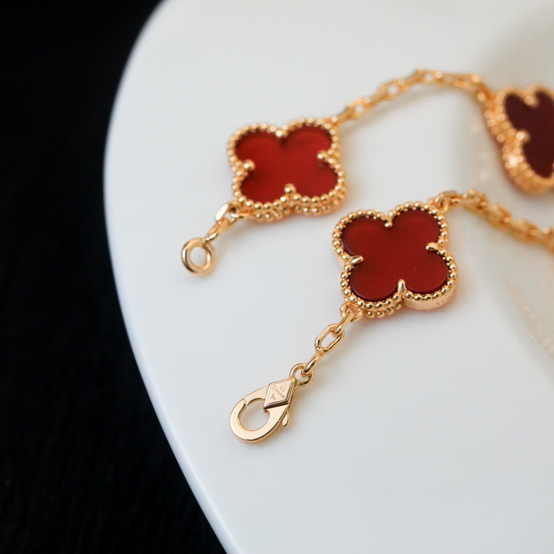 [CA]CLOVER 5 MOTIFS RED AGATE  BRACELET