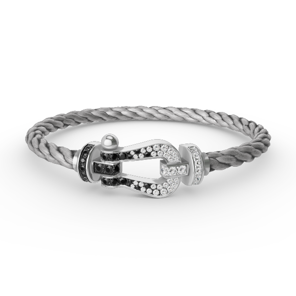 [CA]FORCE LARGE HORSESHOE BLACK WHITE DIAMOND BRACELET SILVER