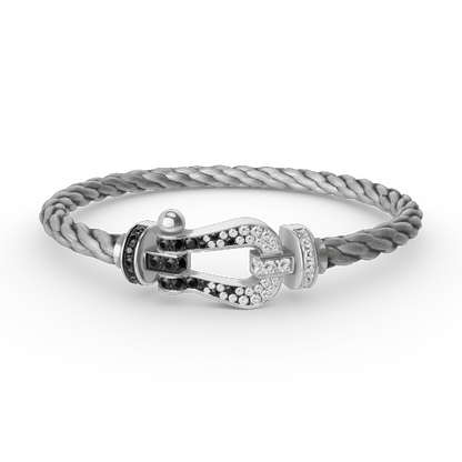 [CA]FORCE LARGE HORSESHOE BLACK WHITE DIAMOND BRACELET SILVER