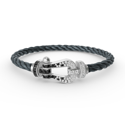 [CA]FORCE LARGE HORSESHOE BLACK WHITE DIAMOND BRACELET SILVER