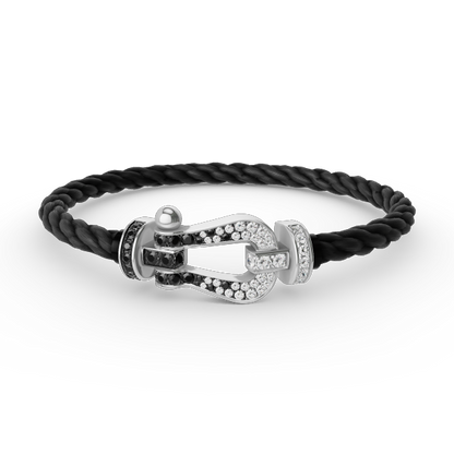 [CA]FORCE LARGE HORSESHOE BLACK WHITE DIAMOND BRACELET SILVER