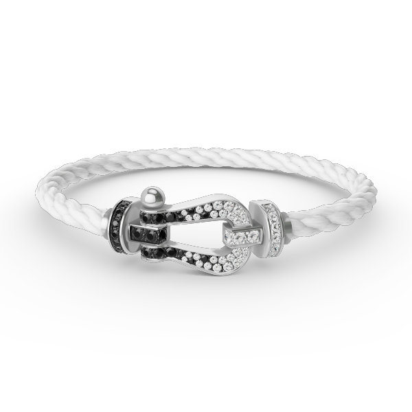 [CA]FORCE LARGE HORSESHOE BLACK WHITE DIAMOND BRACELET SILVER