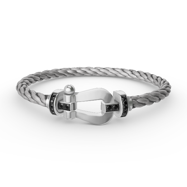 [CA]FORCE LARGE HORSESHOE BLACK DIAMOND BRACELET SILVER