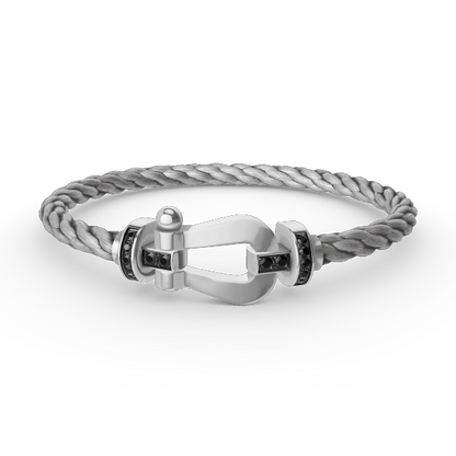 [CA]FORCE LARGE HORSESHOE BLACK DIAMOND BRACELET SILVER