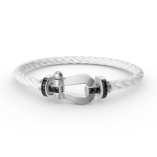 [CA]FORCE LARGE HORSESHOE BLACK DIAMOND BRACELET SILVER