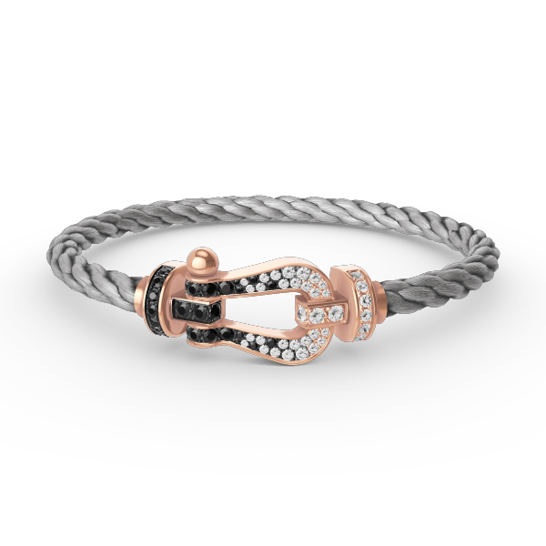 [CA]FORCE LARGE HORSESHOE BLACK WHITE DIAMOND BRACELET ROSE GOLD