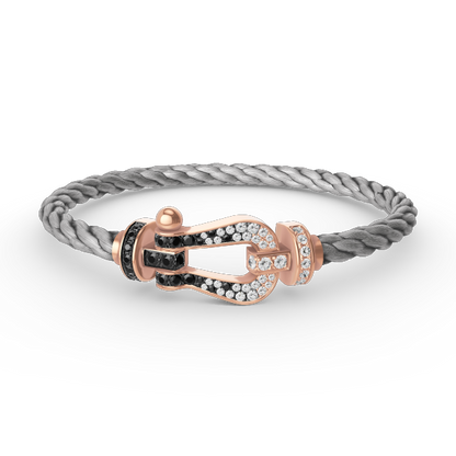 [CA]FORCE LARGE HORSESHOE BLACK WHITE DIAMOND BRACELET ROSE GOLD