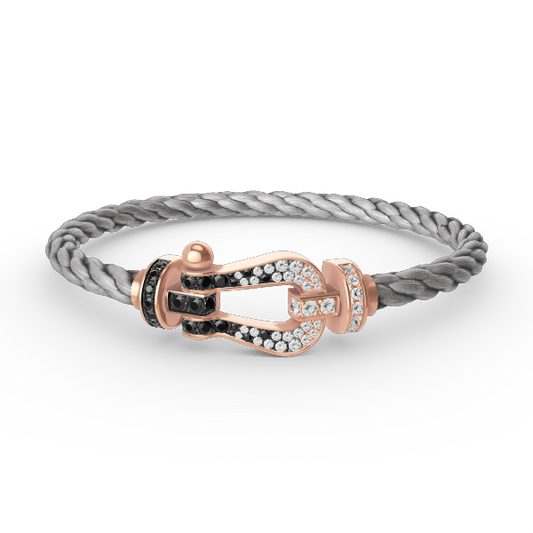 [CA]FORCE LARGE HORSESHOE BLACK WHITE DIAMOND BRACELET ROSE GOLD