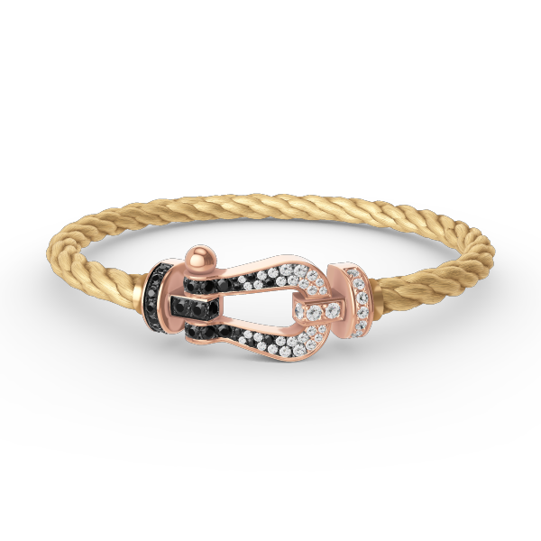 [CA]FORCE LARGE HORSESHOE BLACK WHITE DIAMOND BRACELET ROSE GOLD