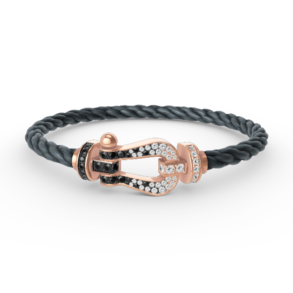 [CA]FORCE LARGE HORSESHOE BLACK WHITE DIAMOND BRACELET ROSE GOLD