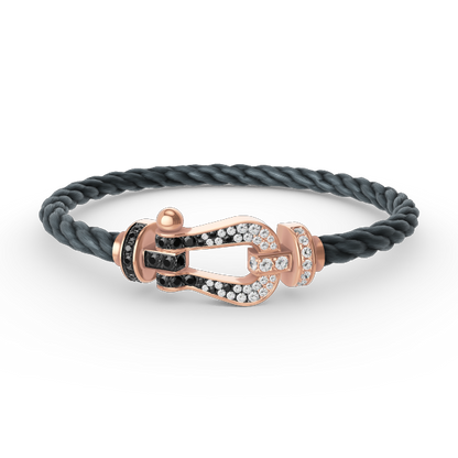 [CA]FORCE LARGE HORSESHOE BLACK WHITE DIAMOND BRACELET ROSE GOLD