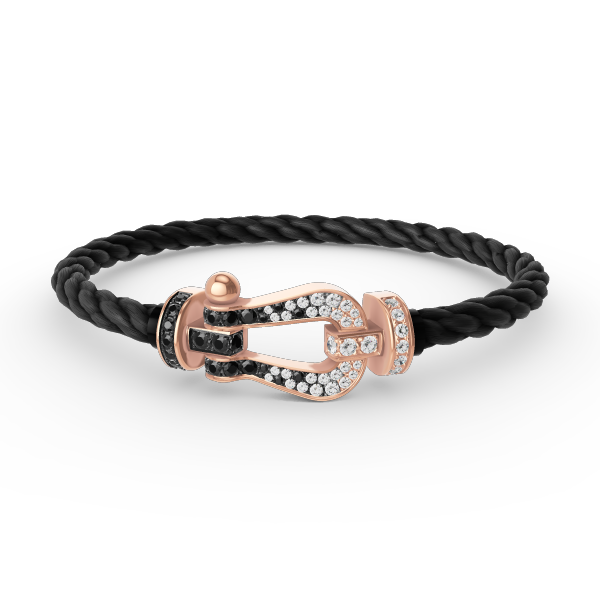 [CA]FORCE LARGE HORSESHOE BLACK WHITE DIAMOND BRACELET ROSE GOLD