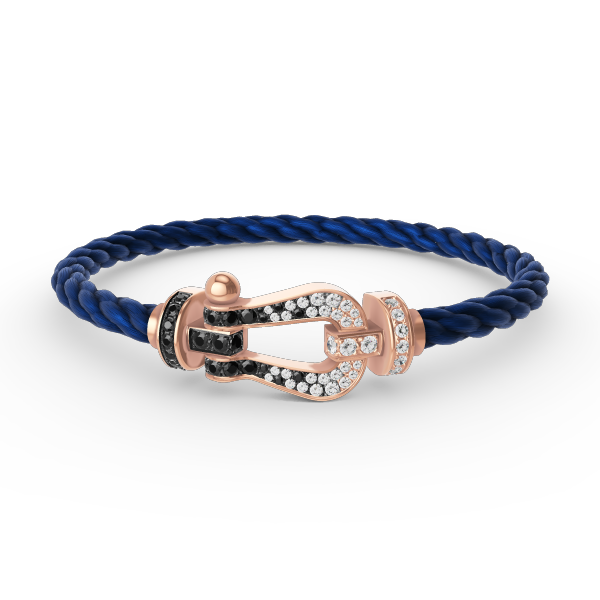 [CA]FORCE LARGE HORSESHOE BLACK WHITE DIAMOND BRACELET ROSE GOLD