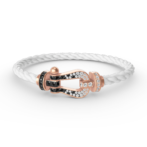 [CA]FORCE LARGE HORSESHOE BLACK WHITE DIAMOND BRACELET ROSE GOLD