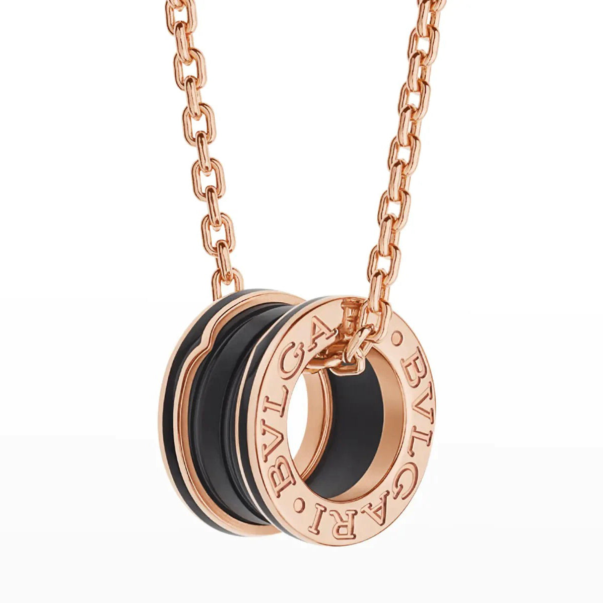 [CA]ZERO 1 BLACK CERAMIC PINK GOLD NECKLACE