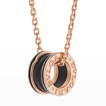 [CA]ZERO 1 BLACK CERAMIC PINK GOLD NECKLACE