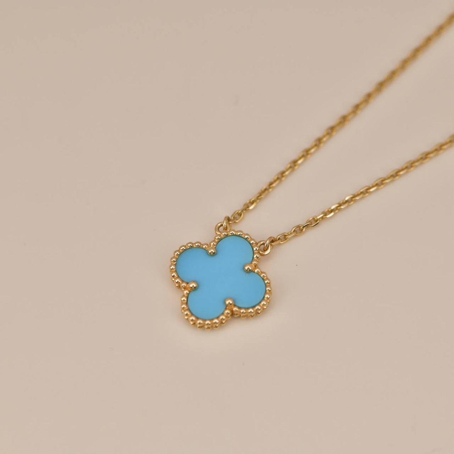 [CA]CLOVER 15MM VINTAGE TURQUOISE NECKLACE