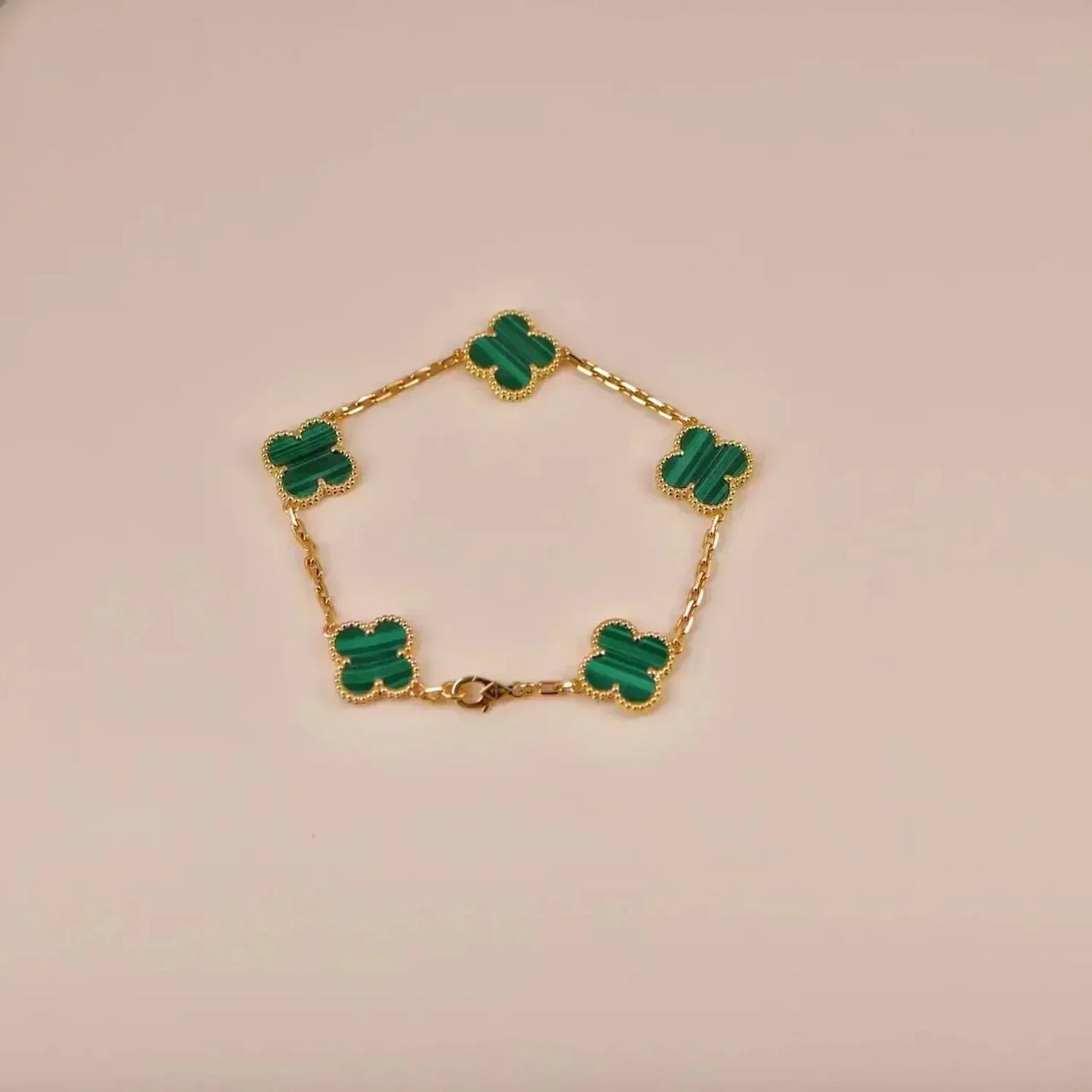 [CA]CLOVER 5 MOTIFS MALACHITE BRACELET