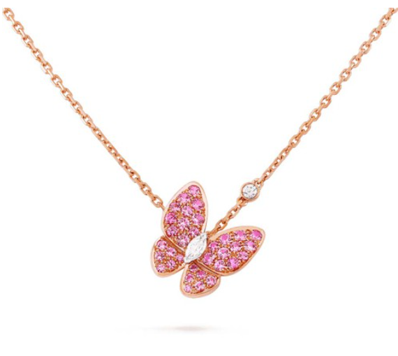 [CA]BUTTERFLY RED DIAMOND ROSE GOLD NECKLACE