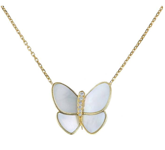 [CA]BUTTERFLY GOLD MOP DIAMOND NECKLACE