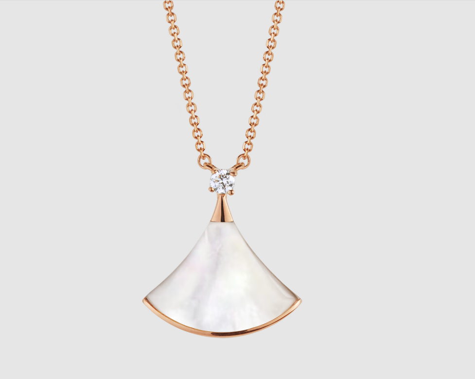 [CA]DREAM NECKLACE WHITE MOP PINK GOLD 1 DIAMOND