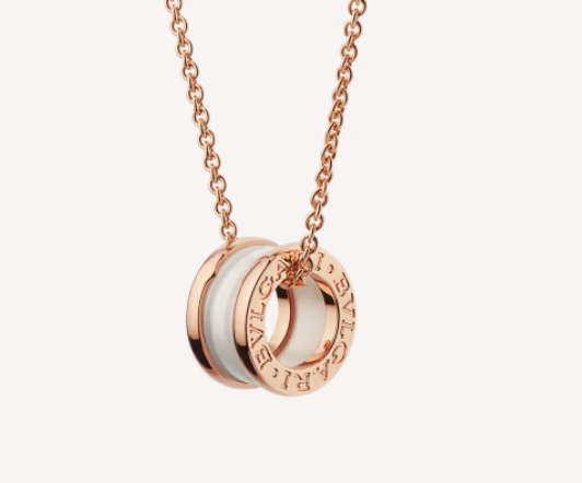 [CA]ZERO 1 WHITE CERAMIC PINK GOLD NECKLACE