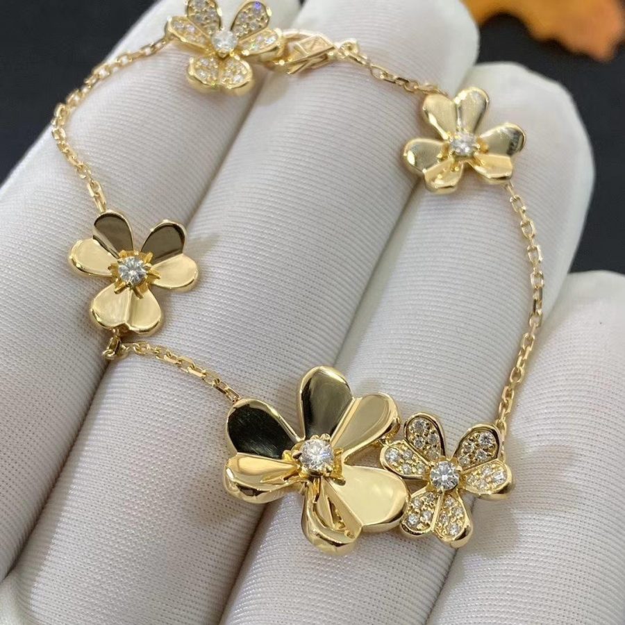 [CA]FRIVOLE GOLD 5 FLOWERS BRACELET