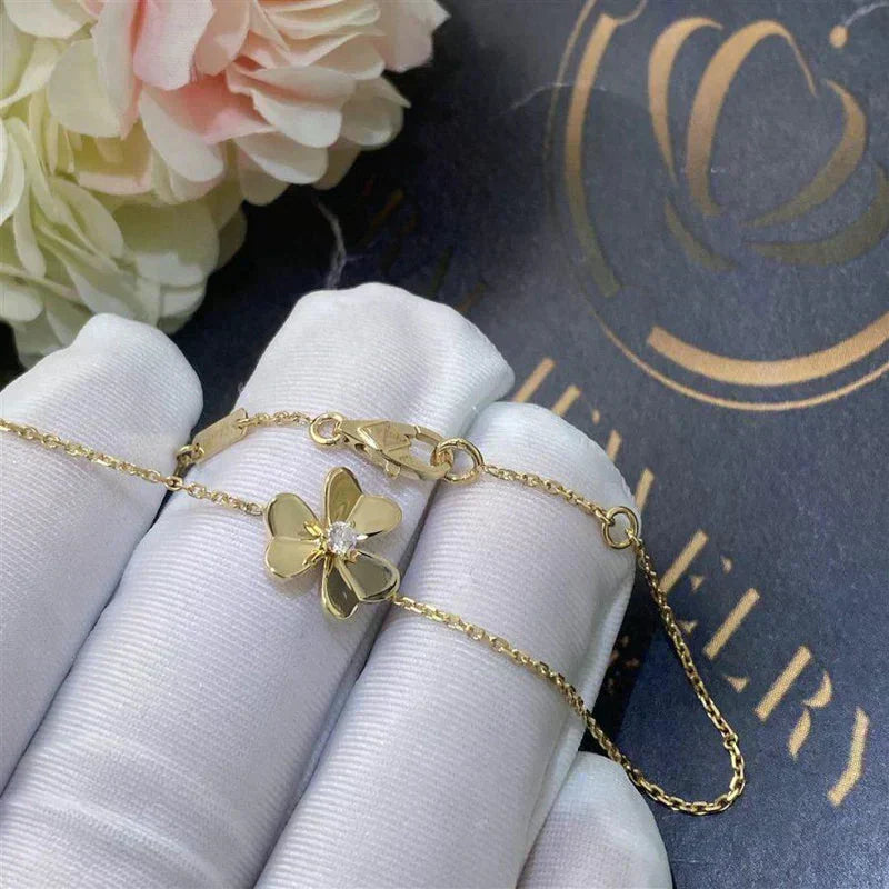 [CA]FRIVOLE GOLD FLOWER PINK MALACHITE BRACELET