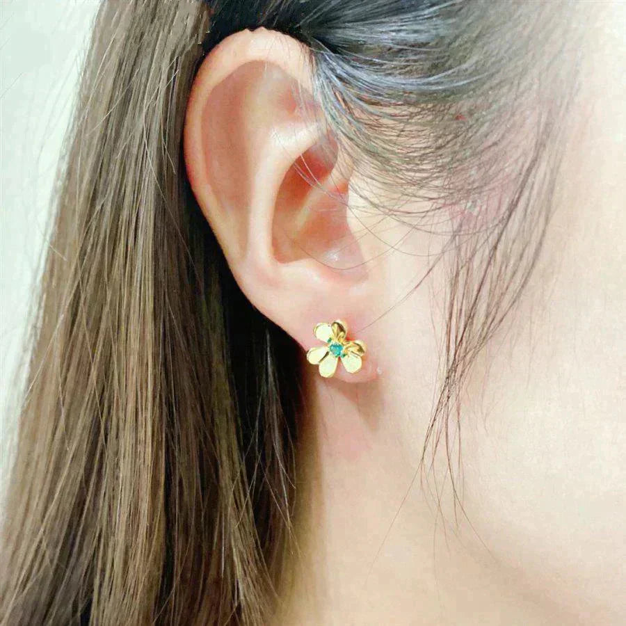 [CA]FRIVOLE  FLOWER MALACHITE EARRINGS