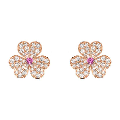 [CA]FRIVOLE PINK GOLD FLOWER DIAMOND EARRINGS