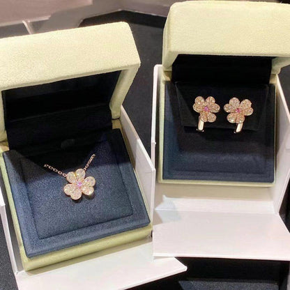 [CA]FRIVOLE PINK GOLD FLOWER DIAMOND EARRINGS