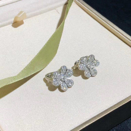 [CA]FRIVOLE SILVER FLOWER DIAMOND EARRINGS