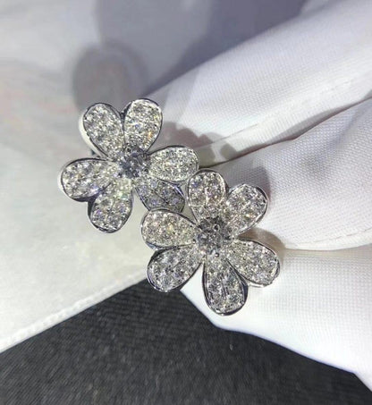 [CA]FRIVOLE SILVER FLOWER DIAMOND EARRINGS