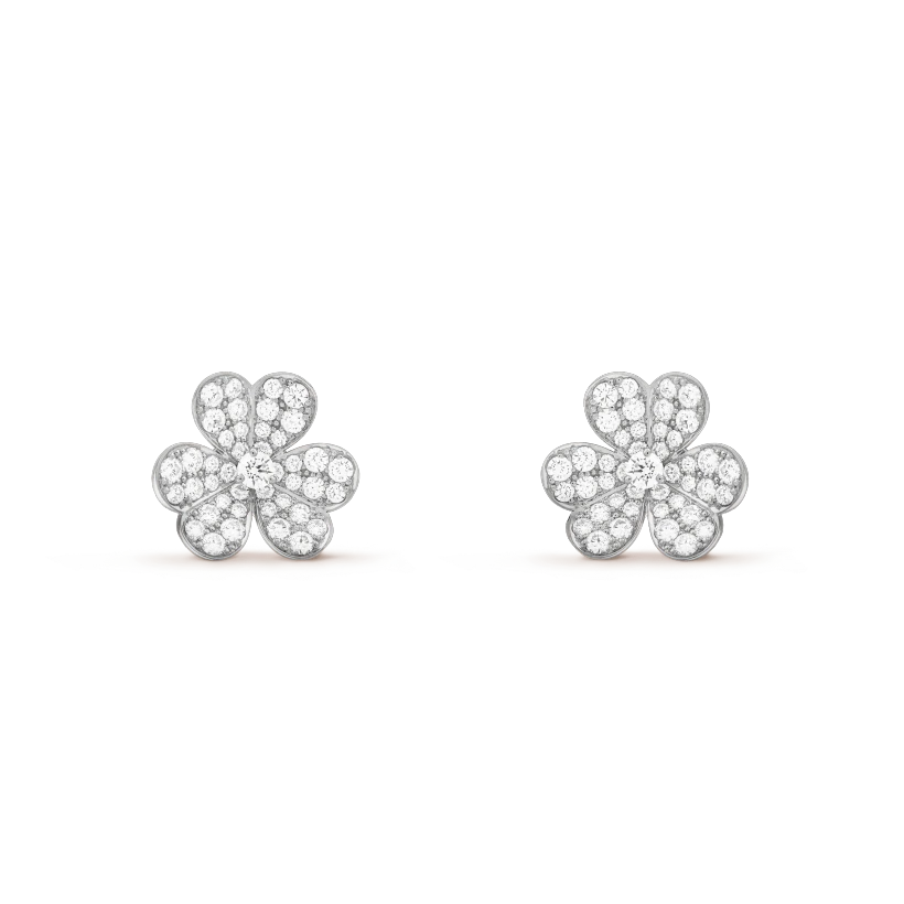 [CA]FRIVOLE SILVER FLOWER DIAMOND EARRINGS