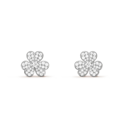 [CA]FRIVOLE SILVER FLOWER DIAMOND EARRINGS