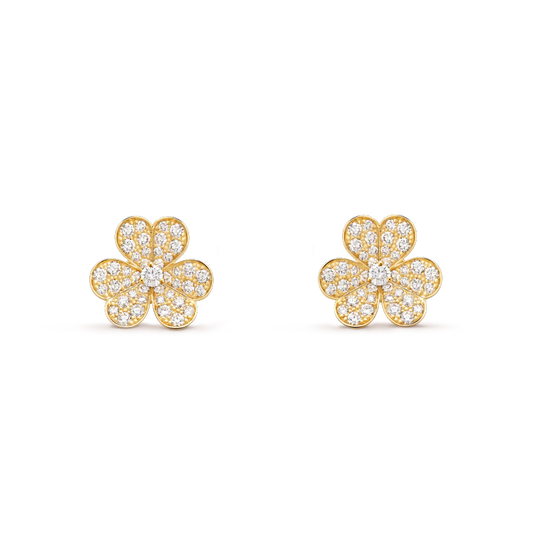 [CA]FRIVOLE GOLD FLOWER DIAMOND EARRINGS