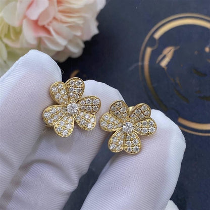 [CA]FRIVOLE GOLD FLOWER DIAMOND EARRINGS