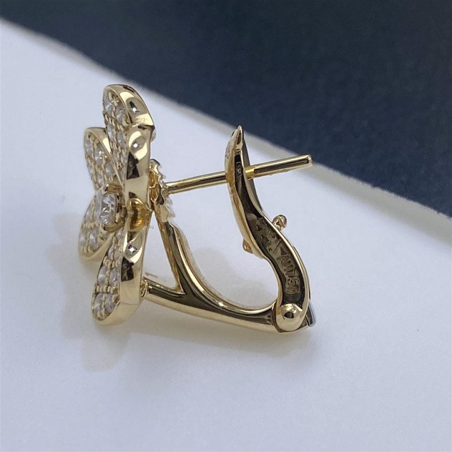 [CA]FRIVOLE GOLD FLOWER DIAMOND EARRINGS